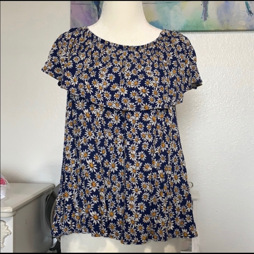 Blue Floral Blouse